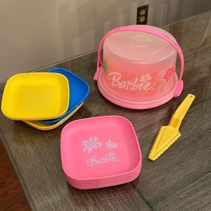 Vintage Tupperware Toys BARBIE Mini Serve It Children's Play Cake Carrier